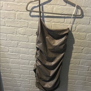 Forever 21 Brown Ruched Mini Dress Spaghetti Strap